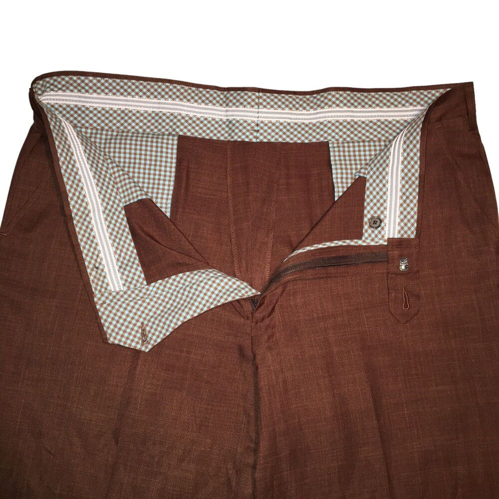 Turtleson Mens 100% Polyesters Brown Flat Front Casual Dress Pants Size 42R